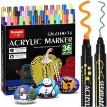 Acrylic Paint Markers, Set of 36 Colors, Permanent and Waterproof Markers for Painting Rocks