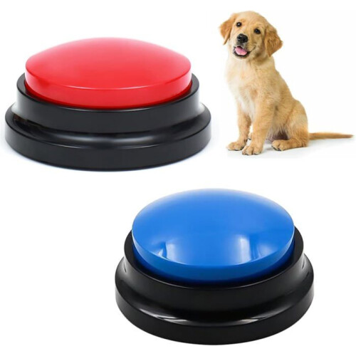 Recordable buzzer, dog buzzer, buzzer with sound and light, dog button, record button, sound buzzer, button