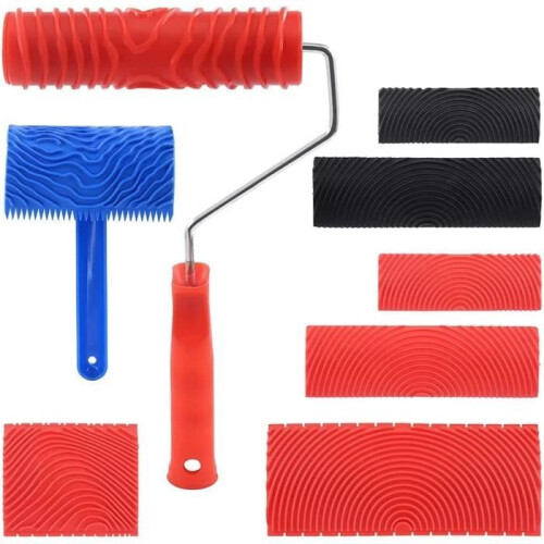 Wood Grain Painting Tools - Brand - 8-Piece - Rubber with Handle - White