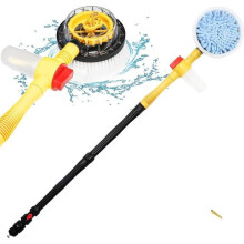 Rotating car wash brush with long handle, foam car wash set with cleaning brush