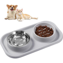 Leak-proof dog bowl, stainless steel dog bowl, leak-proof dog bowl for small dogs, slow feeder bowl with splash mat