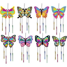 Wooden Craft Kit for Kids – 8 Wooden Butterfly Wind Chimes for Kids – White – Craft Activity