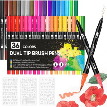 Color markers, 36 colors, watercolor markers with double tip for children and adults, for drawing, manga, doodling and scrapbooking