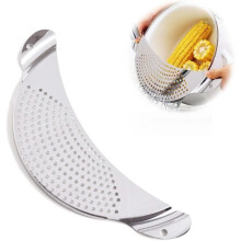 Half-moon stainless steel sieve – Flat stainless steel sieve – Kitchen sieve for draining