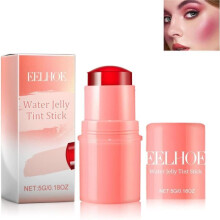 Jelly lipstick can be used as a blush, creates a natural look, removes stains on lips and cheeks