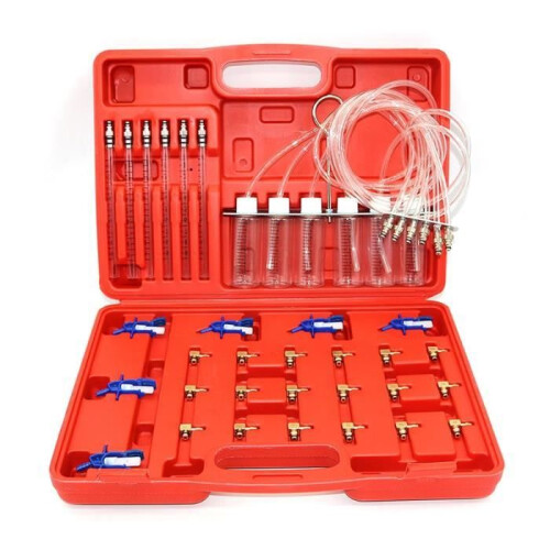 Common Rail Tester, 6-cylinder diesel return flow tester, Common Rail adapter test toolkit with 24 adapters