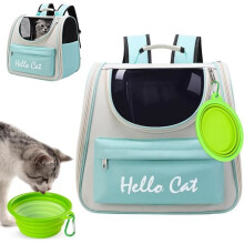 Foldable pet carrier backpack with travel bowl for cats, dogs and puppies up to 5 kg