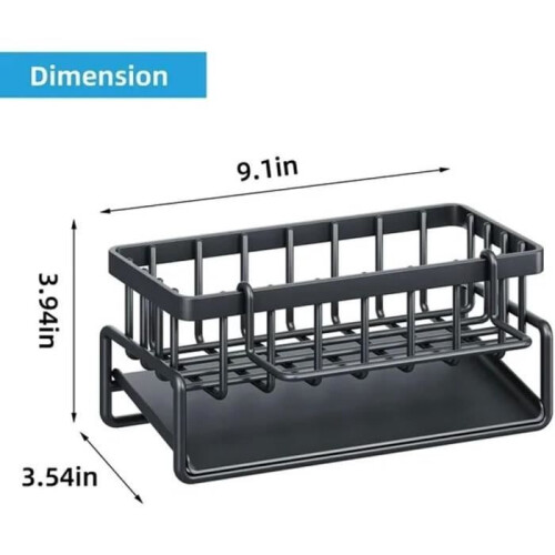 Wrought iron storage basket for sponges and soap with self-draining drawer 1