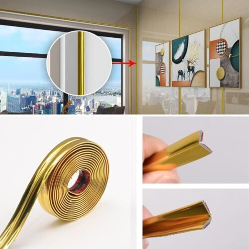 Adjustable PVC floor transition strip for door frame - Gold 1