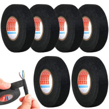 Black cable tape, 19 mm x 15 m, insulating tape for electrical wiring harnesses in the automotive sector, heat resistant