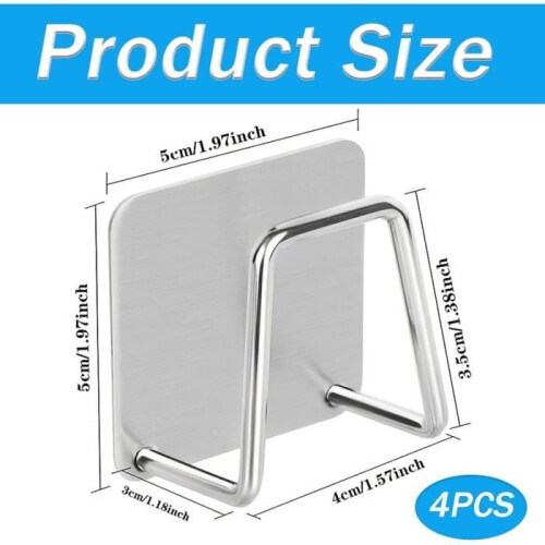 4-pack stainless steel sink sponge holder, self-adhesive sponge holder, kitchen organizer 1