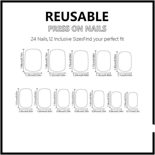 Nude Pink Glitter Square Snowflake Medium Length Full Cover False Nails (24 Pieces) 1