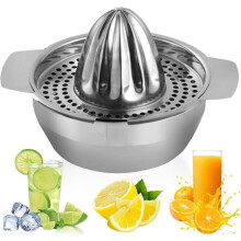 Manual lemon squeezer made of stainless steel, rotary lemon squeezer, easy to clean squeezer for squeezing lemons, juicer with sieve