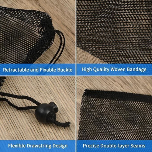 10-pack black mesh nylon drawstring sports travel bags 2