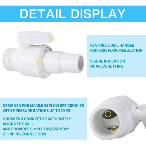 Pool Shut-Off Valve Hose Adapter for Hayward VHV Filter Skimmer 2