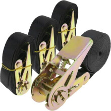 Pack of 4 ratchet straps 25 m x 25 mm, load capacity 800 kg, black, robust colour for securing your THT loads