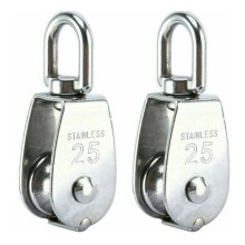Single wheel M25 made of stainless steel 304, load capacity 150 kg, pack of 2, ideal for lifting and transporting heavy loads.