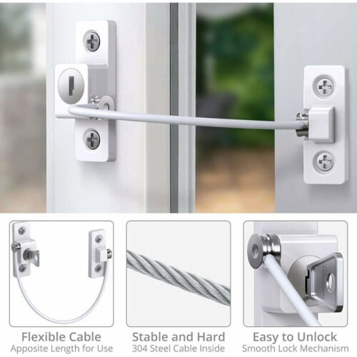 Set of 4 window security locks with key and screws VHV 2