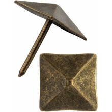 Set of 30 decorative nails in aged brass, vintage furniture nails, dimensions 14 x 14 mm VHV