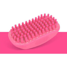 Rubber dog massage brush, bath and grooming comb, cat brush and back brush for long and short hair, pink VHV