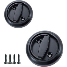 VHV set of 2, round built-in handles made of brushed stainless steel with screws for furniture, doors, drawers, black