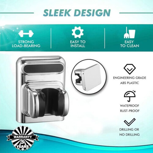 Silver shower head holder, adjustable, rotatable, strong suction cup, VHV 2