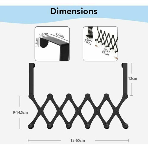 Extendable wardrobe, door hook for hanging, 6 hooks, no drilling, VHV color 1