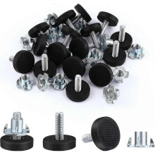 6.35mm Adjustable Furniture Levelers, 16 Pieces Furniture Leveling Feet Screw-On Chair Leg Screw-On with T Nuts, Cabinet Furniture Leveling Feet (M6)