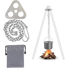 Campfire tripod grill equipment, camping tripod grill board, camping cooking accessories