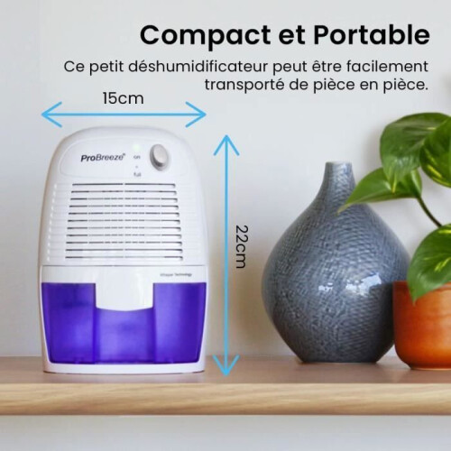 Dehumidifier - ANTCOOL - Mini Ultra-quiet - 500 ml - Removes moisture and mold - Compact 1