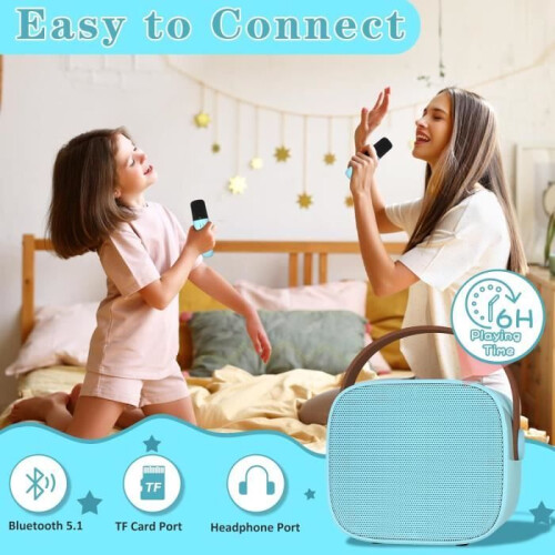 Bluetooth Speaker – VHV – Mini Karaoke Machine for Kids – Pink – Wireless Microphone – Rechargeable Battery 2