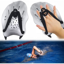 Pair of swimming paddles with adjustable straps, pool training and fitness equipment