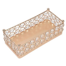 Rectangular cake stand with gold finish, lightweight and refined, for snacks and desserts