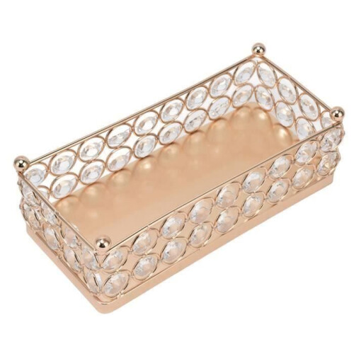 Rectangular cake stand with gold finish, lightweight and refined, for snacks and desserts