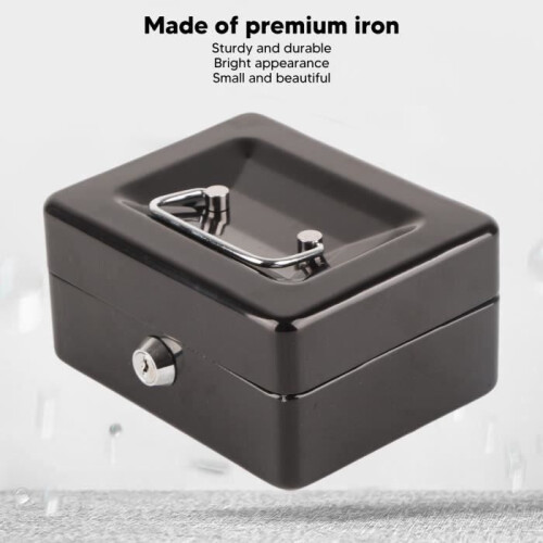 Metal money box with lock, 6 compartments, key lock and suitcase lock 2