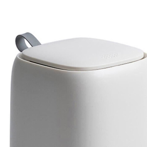 Attachable desk waste bin, mini waste bin with lid for pharmacy, dark blue and white 1