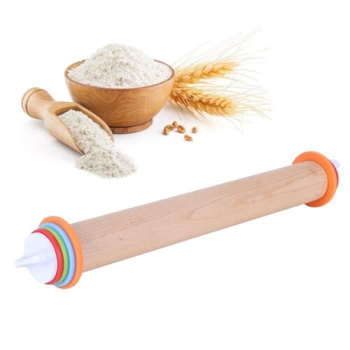 Rolling Pin - VHV - Beech Wood - Reusable - Easy to Clean - Removable for Thickness 1