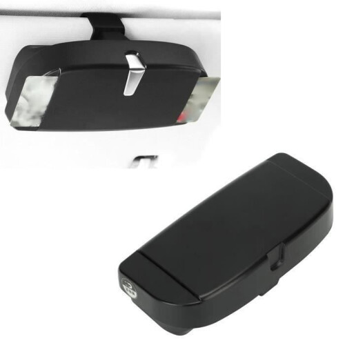 Multifunctional car glasses case, sun visor storage box, pink/black