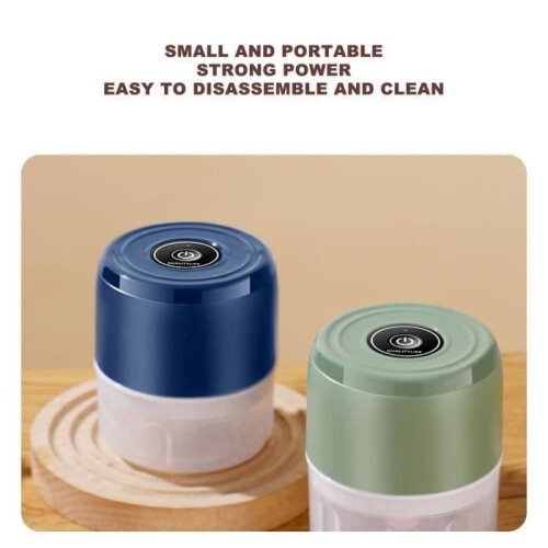 Portable, Waterproof, Cordless Electric Mini Spring Onion Chopper with Blue Lid 2