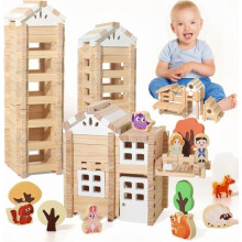 Educational game for children – Set of 110 wooden building blocks to promote creativity in children from 3 years old