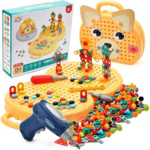 3D Mosaic Puzzle for Kids – Montessori – 203 Pieces – Electronic Drill – Pastel Colors