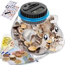 LECOO Electronic money box – 1.8 l – LCD coin counter – For children and adults – White