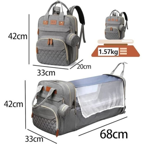 Diaper Bag Backpack with Holder - Gray - Everyday - Shoulder Strap - Oxford Fabric 1