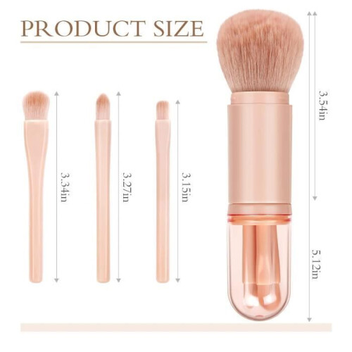 Makeup Brush Set – Not Specified – 4 in 1 – Portable – Pink – Convenient for Travel 1