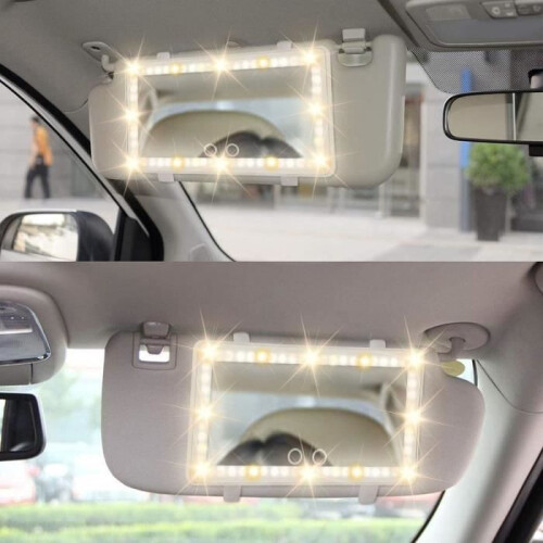 Car Vanity Mirror with 60 LEDs for Sun Visor, Touch Switch Makeup Mirror (White) 1