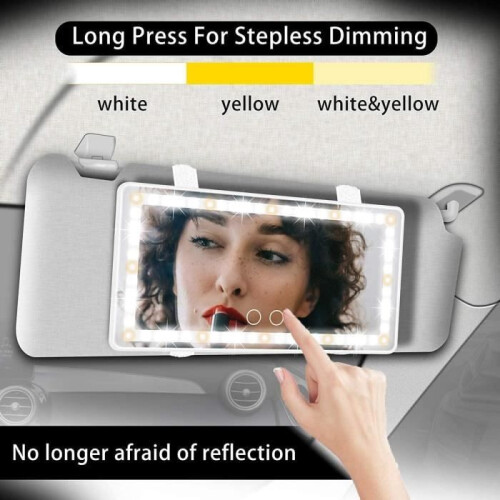 Car Vanity Mirror with 60 LEDs for Sun Visor, Touch Switch Makeup Mirror (White) 2