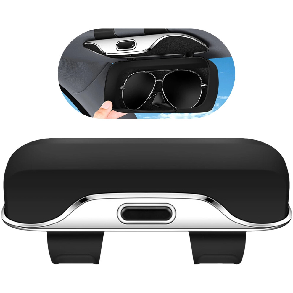 (Black) Car Sunglasses Holder Sun Visor Glasses Clip Storage Case Organizer For Vehicles Black 6963793965540