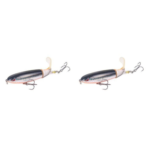 Ultra-sharp treble hooks, lifelike lures with tails, silver, pack of 2