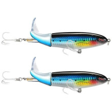 Joint fish lures with ultra-sharp treble hooks, lifelike lures with tail, blue, 2 pcs.