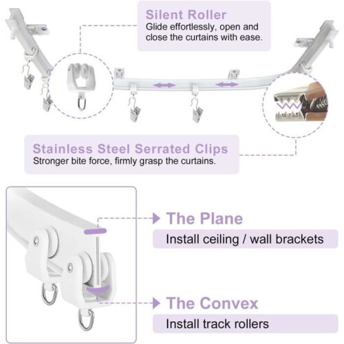 LECOO Folding curtain rod - 5 meters - Flexible - Stable - White 1